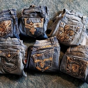 6 pair miss me / rock revival  jeans